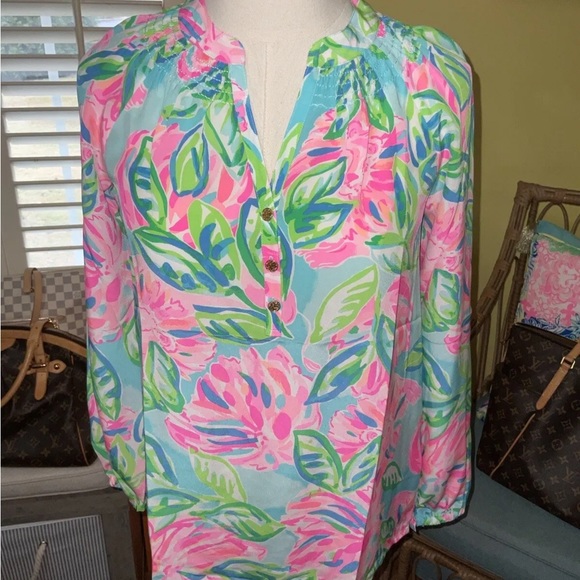 Lilly Pulitzer NWT Elsa Silk Top Totally Blossom Size XXS - Picture 10 of 10